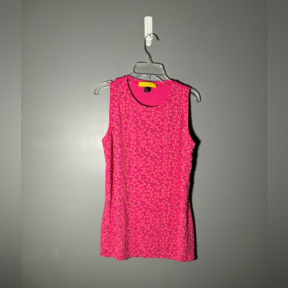 St. John Tops - ST.John Hot Pink Embellished Viscose Sleeveless Top Size Medium